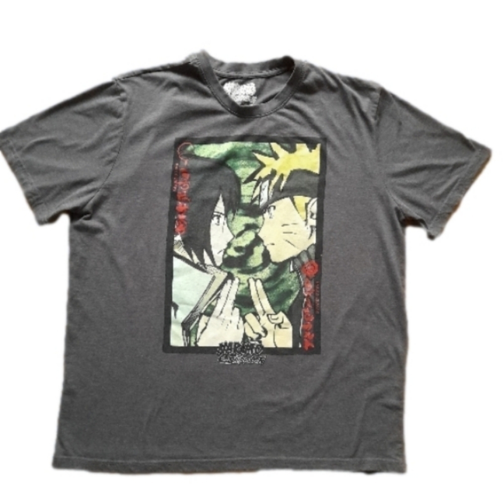 Naruto Shippuden  Naruto Uzumaki Sasauke Uchiha XL T-Shirt Tee Black Graphic